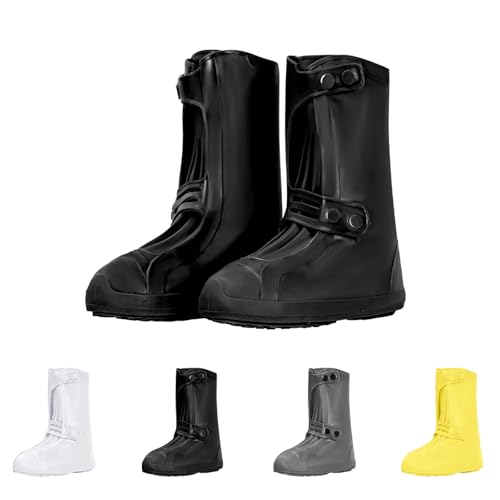 Waterproof Shoe Covers Non-Slip Rain Shoe Covers Reusable Silicone Shoes Covers For Rain Resistant Rain Boots For Men Women Outdoor Overshoes Protection - color: Black-02, size: M (Kid 3.5Y-5Y / Women 4.5-5.5)