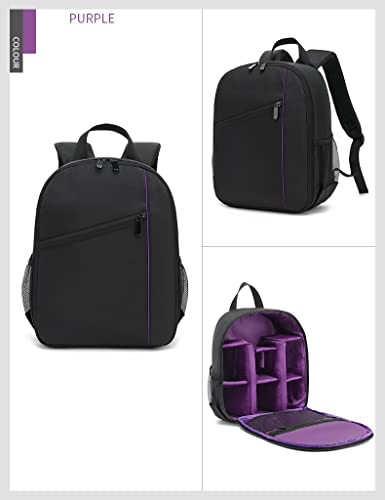 Digital DSLR Camera Waterproof Sling Backpack Shoulder Bag For Unisex Hiking Traveling Purple - color: Purple
