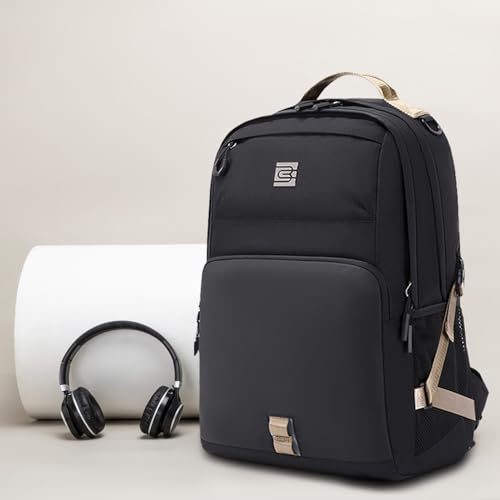Laptop Backpack, Lightweight Waterproof Material, Travel Sports Bag, Suitable for 16 inch Laptops - color: Black