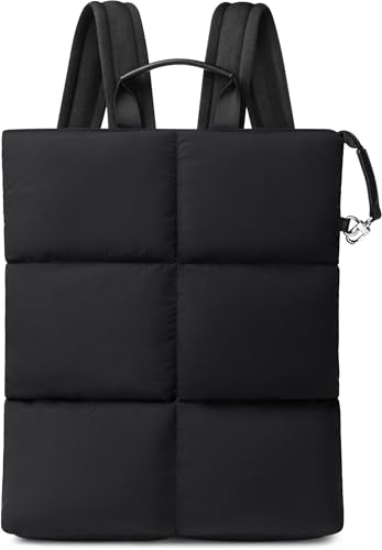 Comfyable Puffy Laptop Backpack for Men and Women, Everyday Computer Backpack Compatible with 16" MacBook Pro M4, Water-Resistant Daypack for Work, College, and Travel, PFAS Free, Black