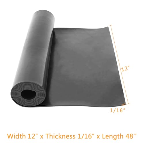 HooTown Solid Rubber Sheets Strips, 12” Wide x 1/16" Thick x 48” Long Neoprene Rubber Rolls Perfect for DIY Gasket Material, Sealing, Liner, Shield, Padding, Mat for Weather Stripping, No Adhesive - size: 12” Wide x 48” Long, style: 1/16" Thick