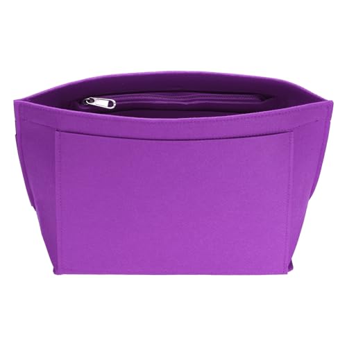 uxcell Purse Organizer Insert, Medium Felt Handbag Organizer Bag Storage & Finishing Inner Bag Liner with Zipper for Chic Backpack Tote Shoulder Bags, Purple - color: Purple, size: Medium
