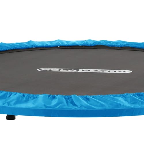 HolaHatha Portable Foldable Mini Trampoline Fitness Rebounder with 5 Level Adjustable Handle, Supports up to 440 Pounds, 48-Inch, Blue