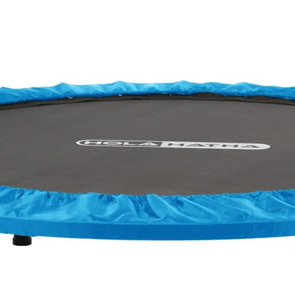 HolaHatha Portable Foldable Mini Trampoline Fitness Rebounder with 5 Level Adjustable Handle, Supports up to 440 Pounds, 48-Inch, Blue