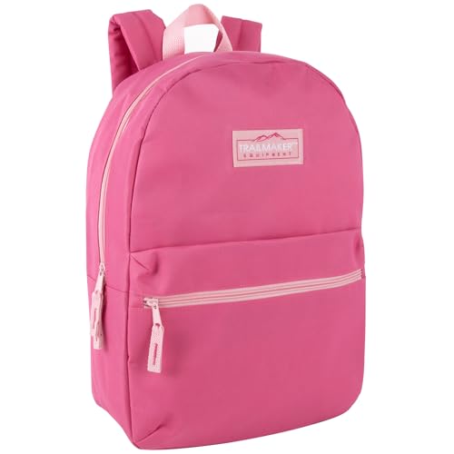 Trail maker Classic 17 inch Backpacks with Adjustable Padded Straps | School Backpacks for Girls, Boys (Pink) - color: Pink