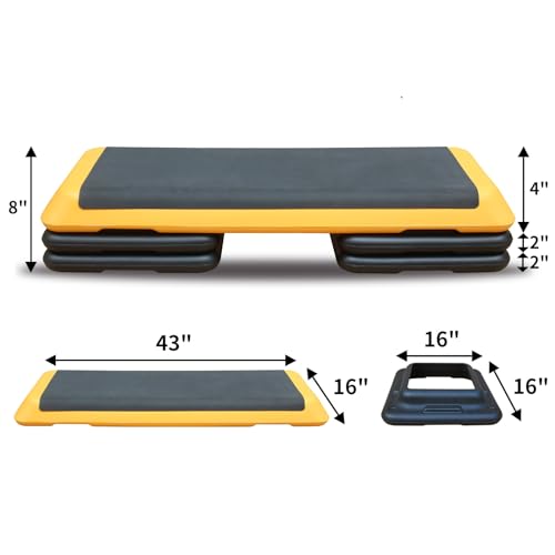 GOWE Adjustable Aerobic Stepper Workout Step with 4 Risers Fitness & Exercise Platform Trainer