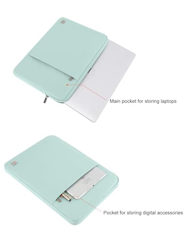 DOMISO Laptop Case Laptop Sleeve Cover Compatible with 14 inch MacBook Pro M4/M3/M2/M1 Pro/Max 2024-2021, Compatible with 13.3 inch HP Dell ASUS Notebook, Water-Resistant Bag with Pocket, Mint Green - color: Mint Green, size: 13-13.3 inch