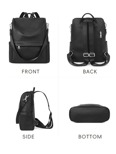 CLUCI Womens Backpack Purse PU Leather Anti-theft Fashion Designer Travel Bag Ladies Shoulder Bags | Purse - color: Top Zip-7 Black