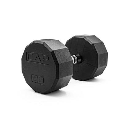 CAP Barbell Coated Hex Dumbbell Weight - Single | 10-120 lbs | Multiple Options - size: 20 lb, style: 12-Sided - Chrome Handle