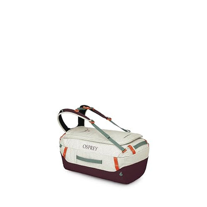 Osprey Transporter Lightweight Travel Duffel Bag - Extra Large Water Resistant Durable Gear Bag for Men and Women - color: Mystery White-moody Burgundy, style: 40l