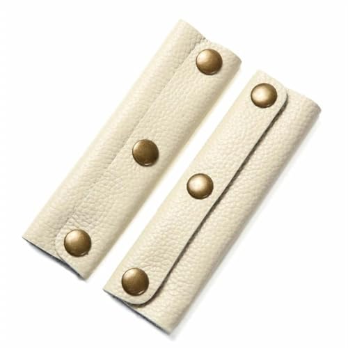 IUAQDP 2 Pieces Handbag Handle Leather Wrap Cover, Luggage Bag Grip Protector Saddle with Brass Clasp, Soft Purse Strap Pad Identifier for Shopping Bag Travel Bag Suitcase Tote Bag Wallet, Beige - color: Beige