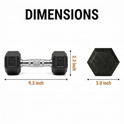 5-550 lb Rubber Hex Dumbbell Set, Heavy-Duty Free Weights for Home Gym Strength Training, Muscle Building & Full Body Workouts, No Rack Included - size: 5 lb, Pair