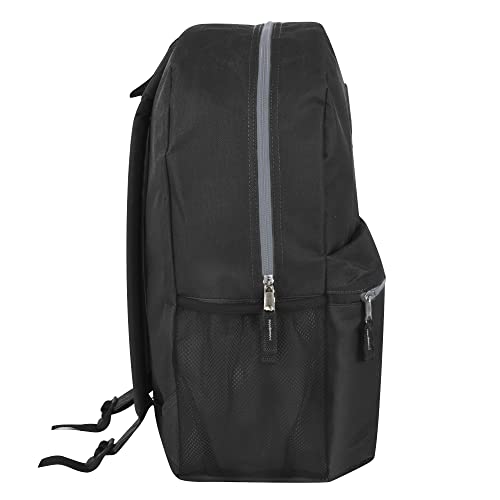 Trail maker Large School Backpacks with Mesh Side Pockets – Classic 19 Inch Solid Color Backpacks for Kids, Men, Women, Travel (Black & Yellow) - color: Black & Yellow