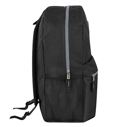 Trail maker Large School Backpacks with Mesh Side Pockets – Classic 19 Inch Solid Color Backpacks for Kids, Men, Women, Travel (Black & Yellow) - color: Black & Yellow