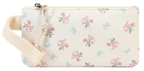 BTOOP School Backpacks for Teen Girls Bookbags Lightweight Kids Backpack School Bags Set with Lunch Box Pencil Case - color: Blue Bow-pink Flower