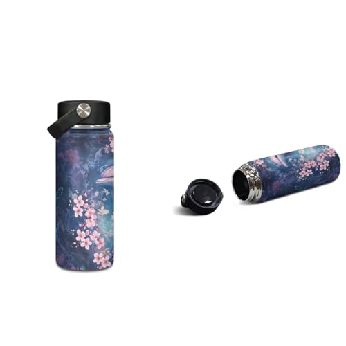 ZOUTAIRONG Girls School Bags Insulated Water Bottle for Hot & Cold Drinks, Cherry Blossom Dolphin Printed Lightweight Casual Backpack with 2 Side Pockets for Thermos - color: Cherry Blossom Dolphin