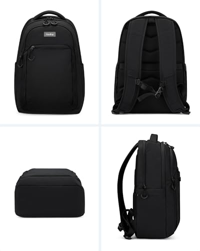 HanTrip Travel Laptop Backpack for Women Men, 18 Inch Large Work Backpack for Commuter College School Book Bags, Water Resistant Backpack with Luggage Strap Water Bottle Pocket Chest Strap, Black - color: Black