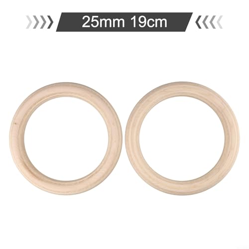 Wooden Exercise Rings (Set Of 2) Perfect Addition To Your Home Workout Regimen(25mm 19cm)