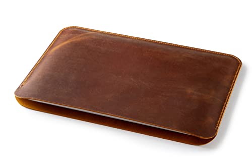 Leather HP Laptop Sleeve, Handmade Slim Case for HP Envy 17" - color: Camel