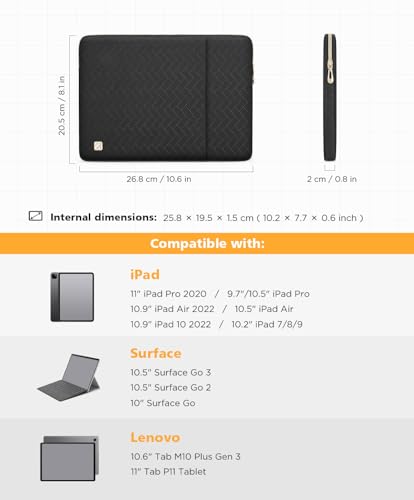 NIDOO 10 Inch Laptop Tablet Sleeve Carrying Case Bag for 11" 10.9" iPad Air Gen 4 5/10.9" 10.2" iPad 10/11" iPad Pro M4 / 10.5" Microsoft Surface Go 3 2 / Samsung Galaxy Tab A8 S8 S6 / Huawei - color: Black Pattern, size: 10.1 Inch