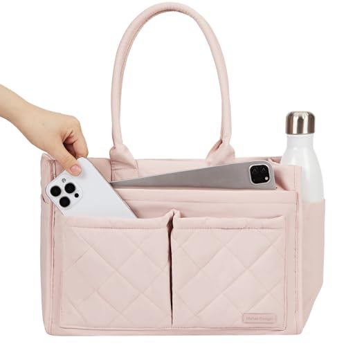 NISHEL Tote Bag for Women, Ultralight Bag with Zipper Closure & Laptop Compartment, Standable Bookbag with Multiple Pockets for College, Work