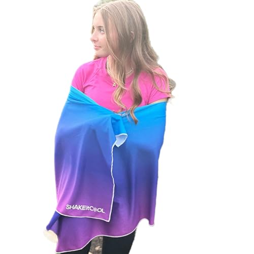 SHAKEitCOOL Large Cooling Shawl - Instant Heat Relief for Outdoor Events - color: Blue Purple Ombre