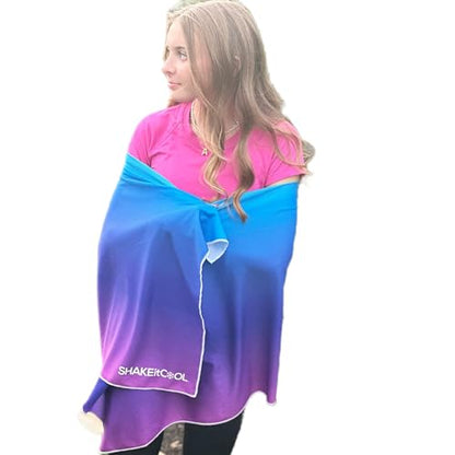 SHAKEitCOOL Large Cooling Shawl - Instant Heat Relief for Outdoor Events - color: Blue Purple Ombre