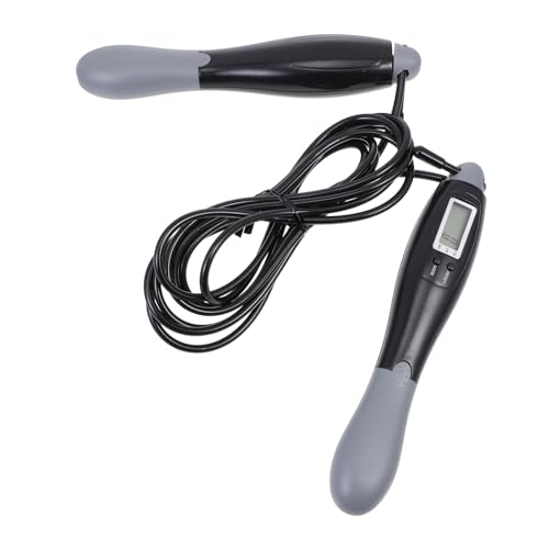 Beavorty Smart Jump Rope with Digital Counter, Steel Wire Fitness Skipping Rope for Adults, Black-grey Long Cord for Outdoor Weight Loss and Exercise Training