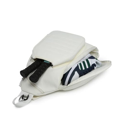 RAINBOW SMILE Sling Bag Crossbody Backpack for Pickleball Paddle Tennis Racketball Travel for Men and Women, with Ice Bag 2PS - color: White