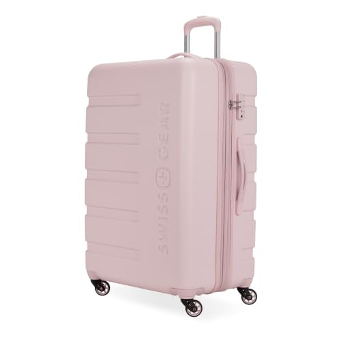 SWISSGEAR Signature Hardside Expandable Checked Large Spinner Luggage, ABS Construction, TSA-Friendly Lock, Pink, 27-Inch - color: Pink, size: Checked-Large 27-Inch