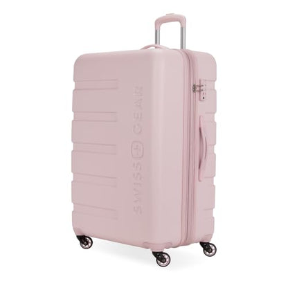 SWISSGEAR Signature Hardside Expandable Checked Large Spinner Luggage, ABS Construction, TSA-Friendly Lock, Pink, 27-Inch - color: Pink, size: Checked-Large 27-Inch