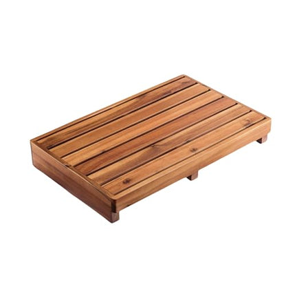 Wooden One Step Stool - Solid Pine Step Vertical Board with Anti Slip pad, Suitable for Elderly People's Wooden Step Stool, High Bed, Bathroom, Kitchen (23.6" L*15.7" W*3.9" H), Natural - size: 25