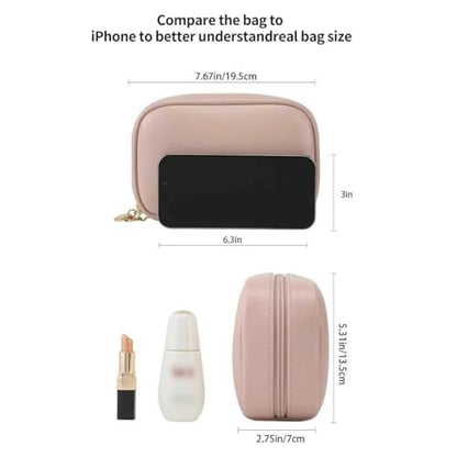 RIGHT AWAY Makeup Bag,Travel Cosmetic Bag Organizer with Zipper,Waterproof Toiletry Bags Makeup Pouch for Purse, Small Make Up Bag &Cases with Compartments for Women Girls（Pink） - color: AG-Pink