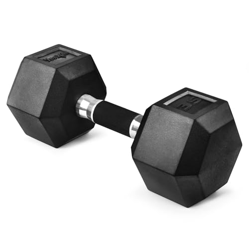 Yes4All Rubber Grip Encased Hex Dumbbell – Hand Weights With Anti-Slip 5-50 LBS Single - color: G. 35 Pounds