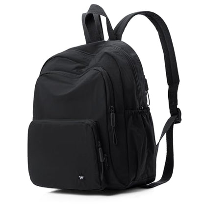 Small Nylon Backpack Mini Casual Daypack Lightweight Backpack for Women Travel Purse (Black) - color: Black