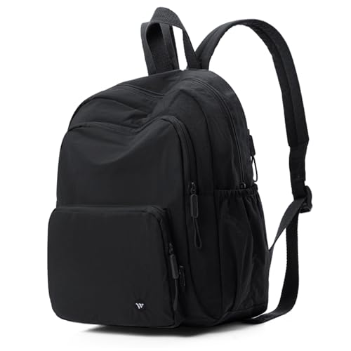 Small Nylon Backpack Mini Casual Daypack Lightweight Backpack for Women Travel Purse (Black) - color: Black