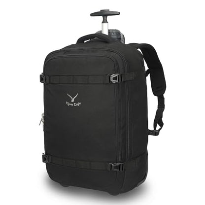 Hynes Eagle Rolling Backpack 42L Backpack with Wheels Airline Approved Carry on Luggage Laptop Travel Suitcase Bag for Women Men Jet Black - color: Jet Black