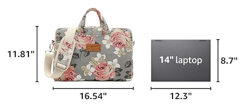 canvaslife Grey Rose Pattern Laptop Shoulder Messenger Bag, 15 inch | 14-15.6 inch Fit - color: Grey Rose