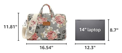 canvaslife Grey Rose Pattern Laptop Shoulder Messenger Bag, 15 inch | 14-15.6 inch Fit - color: Grey Rose