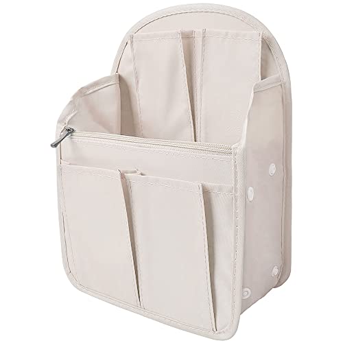 Vercord Backpack Organizer Insert Liner Hanging Travel Bag in Bag with Many Pockets - color: Beige, size: Large