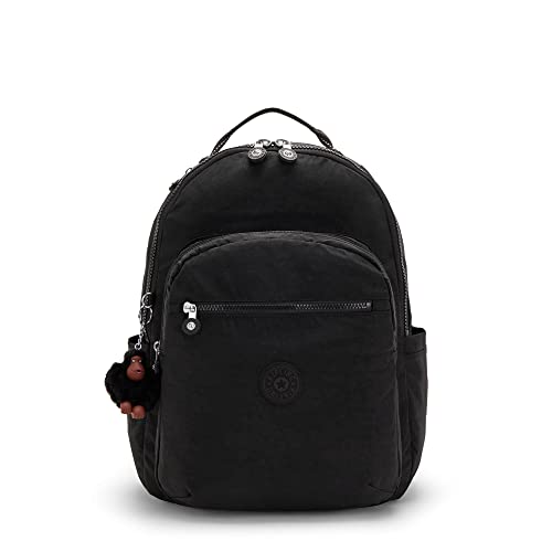 Kipling Women's Seoul 15" Laptop Backpack, Durable, Roomy with Padded Shoulder Straps, Built-In Protective Sleeve - color: True Black, size: 12.75''L x 17.25''H x 8''D