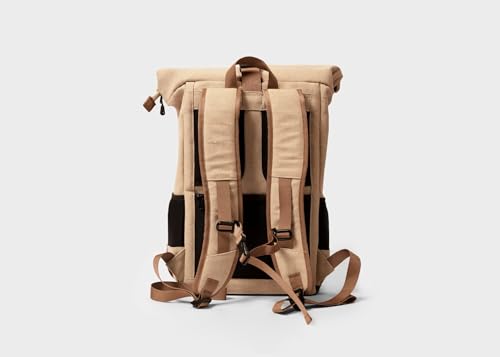 8000Kicks Everyday Hemp Backpack - Lightweight and Weatherproof Backpack for Work and Travel with Anti-theft pocket and Spacious Interior (Beige) - color: Beige and Green
