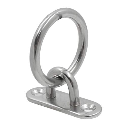 4Pcs M5 Ceiling Wall Mount Hook, Pad Eye Plate, Heavy Duty Anchor with Ring, 304 Stainless Steel, Great for Yoga Swings Hammocks/Boat Rigging/Marine Deck Hardware/Suspension Training Straps - size: M5 (Oval Pad Eye)