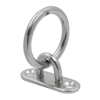 4Pcs M5 Ceiling Wall Mount Hook, Pad Eye Plate, Heavy Duty Anchor with Ring, 304 Stainless Steel, Great for Yoga Swings Hammocks/Boat Rigging/Marine Deck Hardware/Suspension Training Straps - size: M5 (Oval Pad Eye)