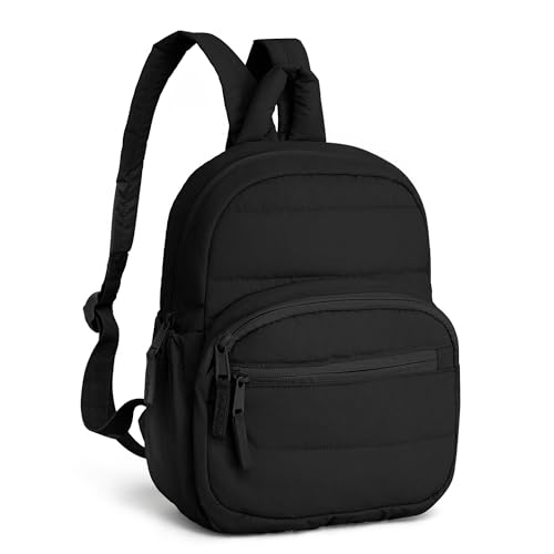 Lightweight Mini Backpack for Women,Taslan Durable Daypack,Casual Travel Backpack with Adjustable Straps for Daily,Travel - color: Black