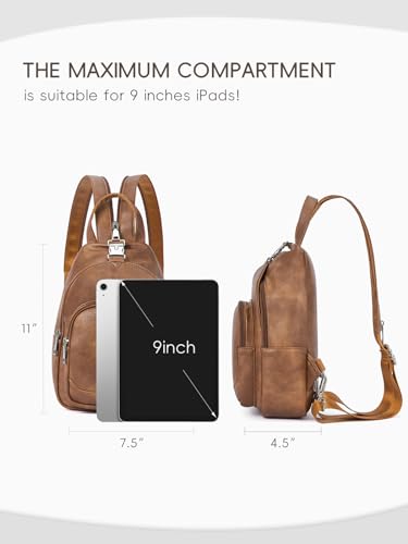 CLUCI Sling Bag for Women Leather Women's Backpack Small Convertible Backpack Purse Crossbody Bag for Travel - color: 1-2 Brown