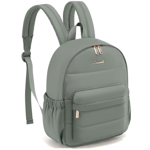 LOVEVOOK Small Backpack Purse for Women, Mini Puffer Lightweight Backpack, Casual Daily Daypack Purse for Women, back pack with Anti-theft Pocket for Travel - color: Gray-green