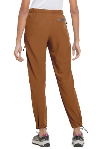 baleaf Women's Hiking Pants Quick Dry Lightweight Water Resistant Elastic Waist Cargo Pants for All Seasons - color: 29''-caramel, size: X-Small