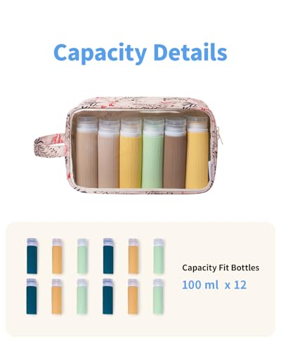 Narwey Clear Toiletry Bags for Traveling Women Men, Clear Travel Bags for Toiletries Makeup Bag Cosmetic Bag with Zipper, Make Up Organizer, Skincare Bag (Beige Flamingo) - color: Beige Flamingo
