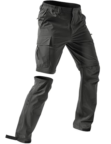 Moosehill Men's Hiking Pants: Convertible Quick-Dry - color: Dark Grey, size: 38W x 32L